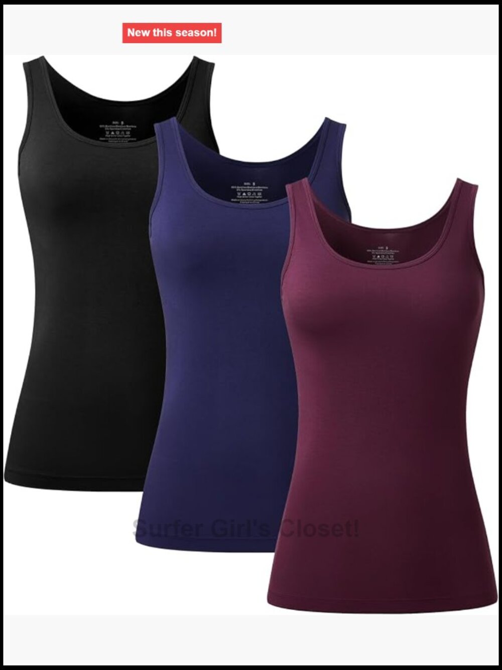 Women's Bamboo Rayon Tank Top Layering Camisole Adjustable Straps 2 Pack